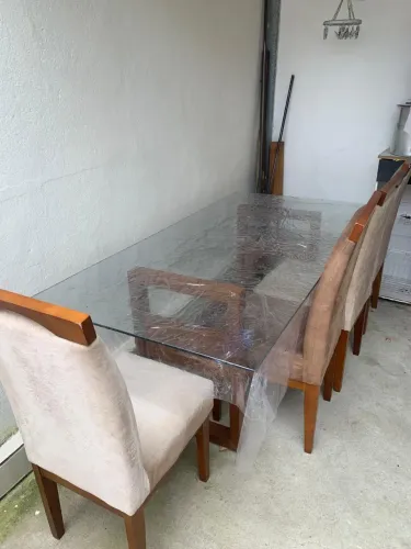 Mesa madeira maciça 6 cadeiras