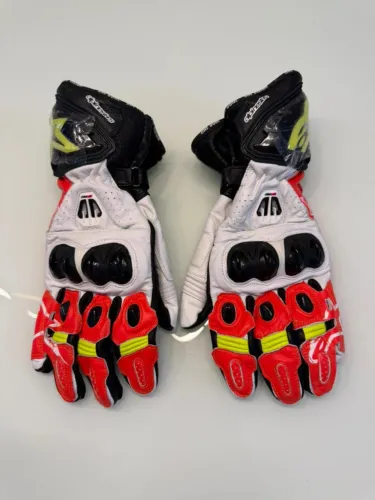 Luva Alpinestars GP Pro R3 Branco/Laranja Fluorescente/Amarelo