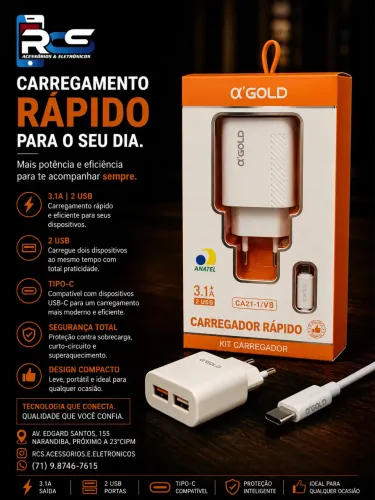 Carregador Rápido V8 Agold