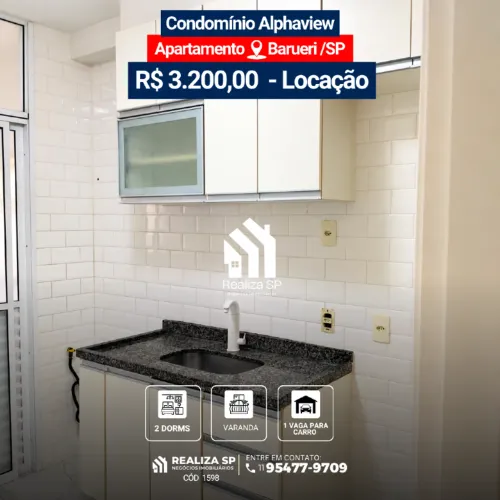 Apartamento para locação 48m² Condomínio Alphaview Barueri SP