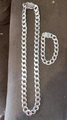 CORDÃO E PULSEIRA DE PRATA MACIÇA 925