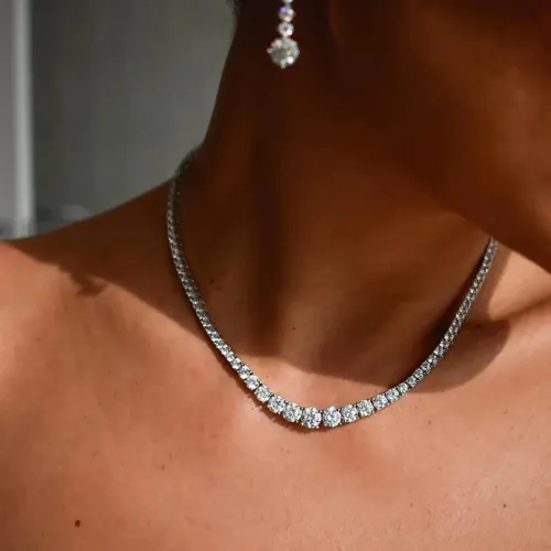 Colar Riviera em Moissanites em Ouro 18k