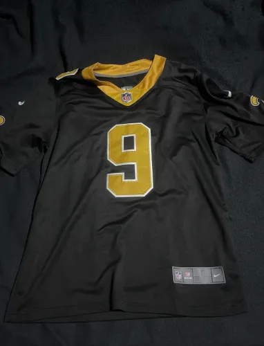 camisa nfl saints brees 9 preta p