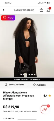 Blazer Preto Novo - Renner (Tamanho P)