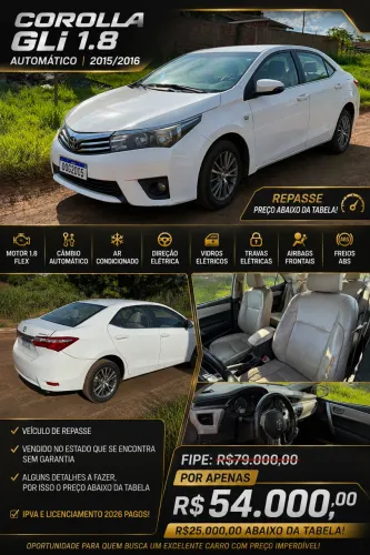 Toyota Corolla GLI 1.8 Flex 16V Aut. 2016