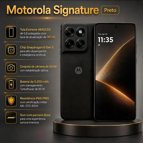 Motorola Signature 5G 512gb 12gb 3 cameras Sony Lytia zoom 100x preto Lacrado Novo