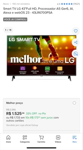 Tv 43 polegadas LG