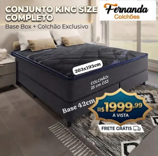 CAMA KING SIZE COMPLETA APROVEITE BASES COLCHÃO E CABECEIRA DE BRINDE FERNANDA COLCHÃO