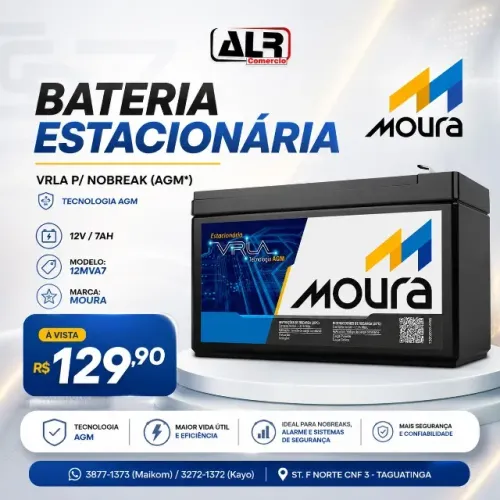 BATERIA ESTACIONARIA AGM 12V 7AH MOURA P/ NOBREAKS