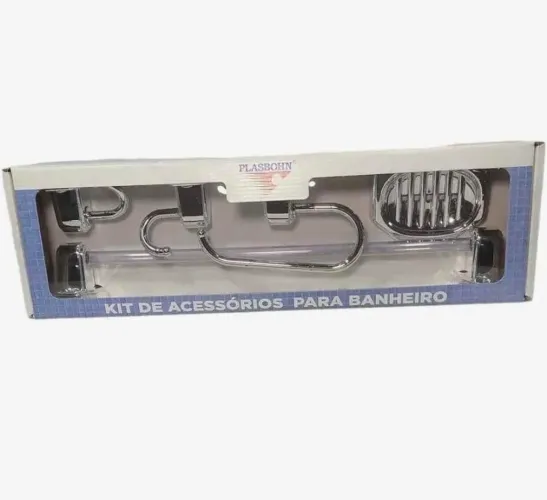 Para Banheiro kit de acessórios Cromado 5 Peças Plástico.