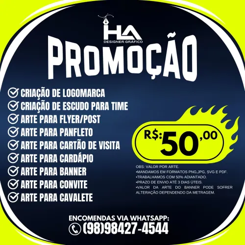 Logomarca-arte p/ flyer/post-arte p/ cardápio e muito mais em promoção esse mês