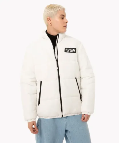 Jaqueta Puffer NASA C&A Branca - Tamanho P Adulto (usado)
