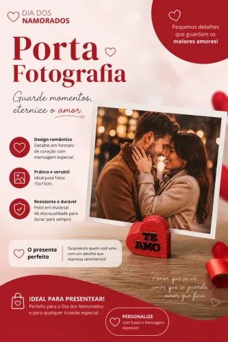 Porta Fotografia Coração - Um presente para eternizar momentos especiais!
