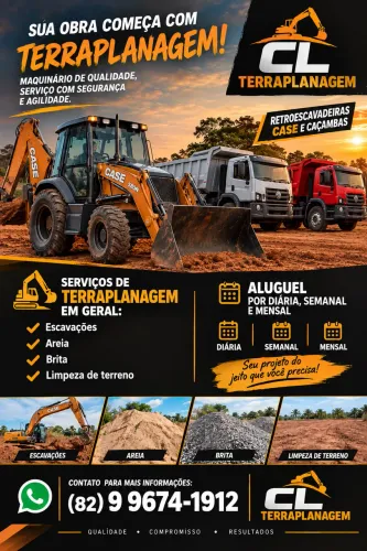 Alugo retroescavadeira e caçamba maquinário