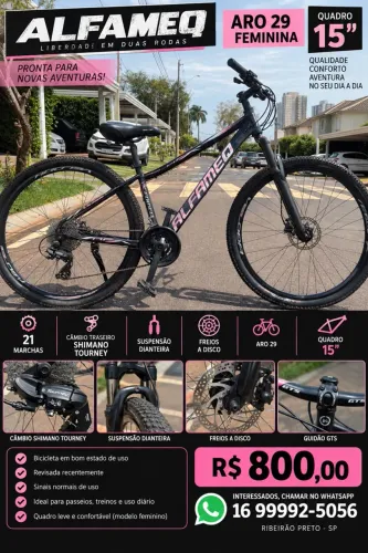 ? Bicicleta Alfameq Feminina Aro 29 - Quadro 15 - 21 Marchas