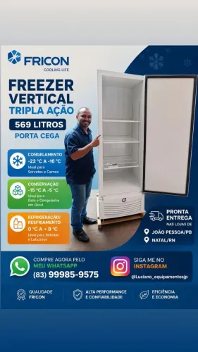 FREEZER VERTICAL TRIPLA AÇÃO 569 LITROS FRICON