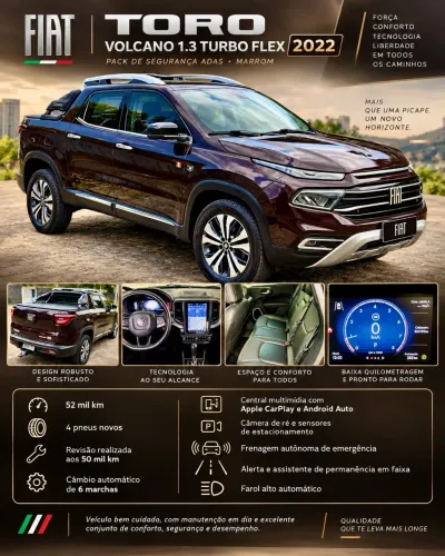 Fiat Toro Volcano 1.3 T270 4X2 Flex AUT 2022