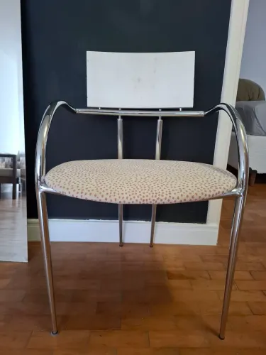 Cadeira Estofada com Estrutura Cromada - Retrô/Vintage (4 unidades)