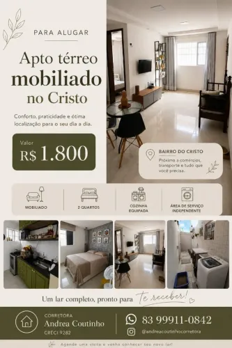 Apto Térreo mobiliado no Cristo