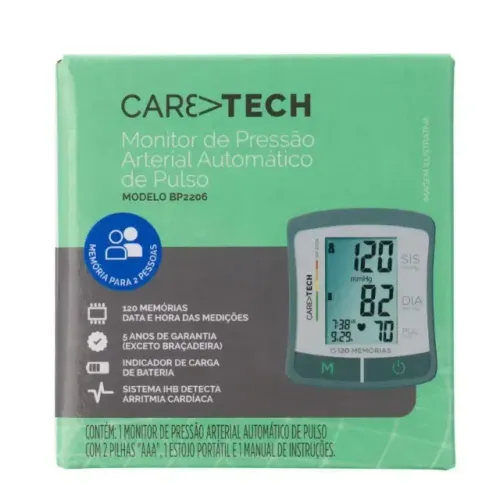 Monitor de Pressão Arterial de Pulso Caretech BP2206