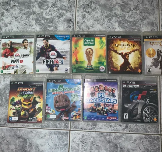 Jogos de PlayStation 3 - GranTurismo, F1 Race, Fifa 12 e 14, Copa do Mundo
