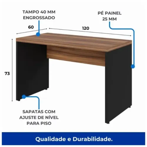 Mesa de Escritório 1,20×0,60m S/ Gaveta Sevilha/preto