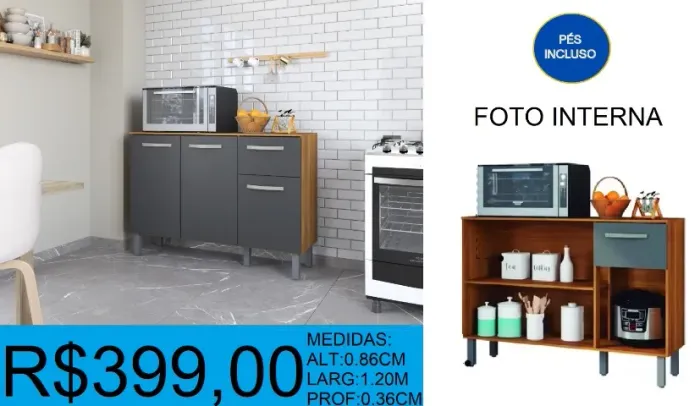Balcão de 1,20 com tampo de alta qualidade - compre hoje e receba em até 72h