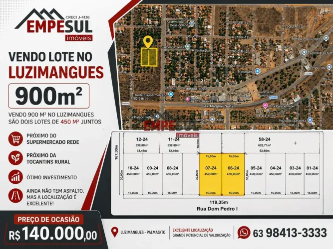 Vendo dois lotes juntos no luzimangues prox to080