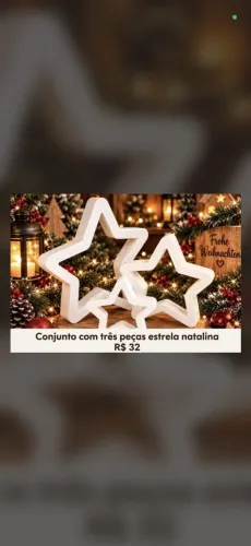 Conjunto com 3 peças estrelas Natalinas