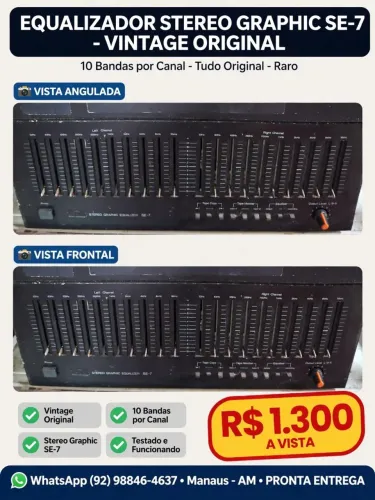 EQUALIZADOR STEREO GRAPHIC SE-7 - VINTAGE ORIGINAL - Raro - R$ 1.300