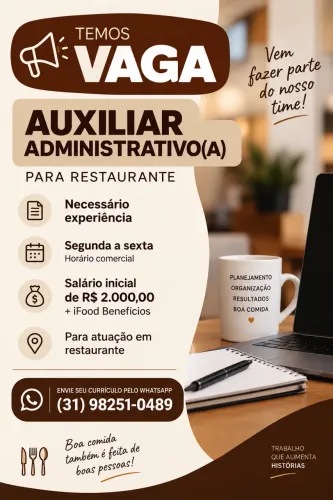 Auxiliar administrativo para restaurante
