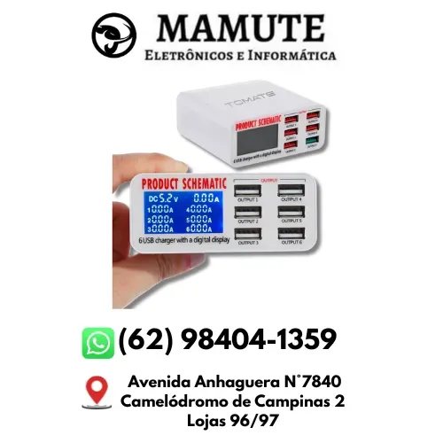 Carregador 6 portas Usb Mst-001 Tomate display 8A 40W