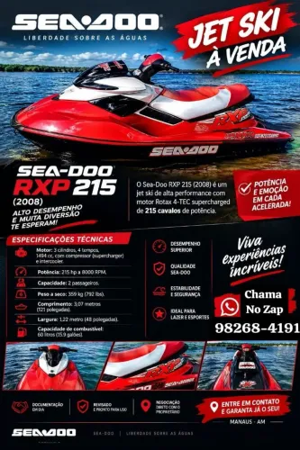 Vendo jet ski rxp 215 forte pontente e confiável 