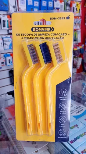 Kit 3 Escovas De Limpeza Aço Nylon E Latão Multiuso Pesada - Novo