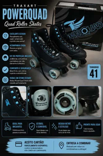 Patins Quad Traxart PowerQuad Tam 41 + Kit Proteção