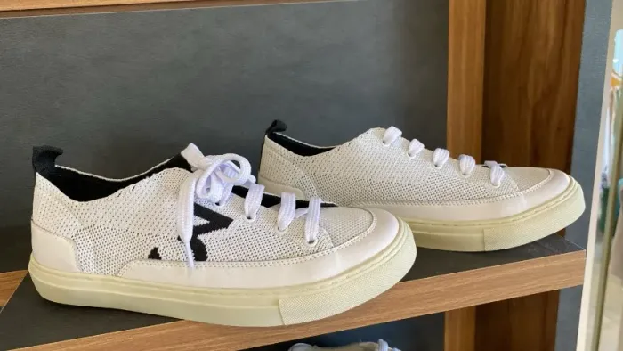Tênis Masculino Branco Tricô Knit - Novo