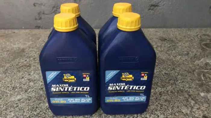 Kit com 7 Oleo Lubrificante do Motor Sintetico SAE 0W20 Bardahl Maxoil API SN PLUS 