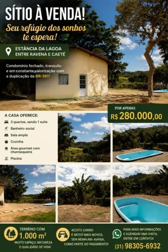 Lindo Sítio ao lado de Belo Horizonte.