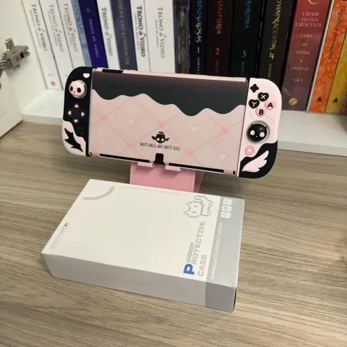 Case protectors Nintendo Switch Oled Skull Rosa e Preto Spooky