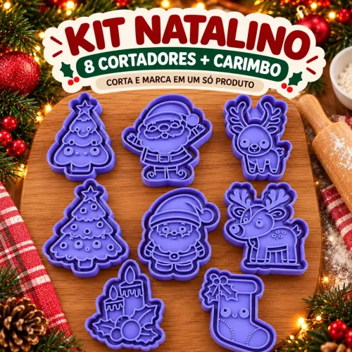 Kit 8 Cortadores de Biscoito Natal
