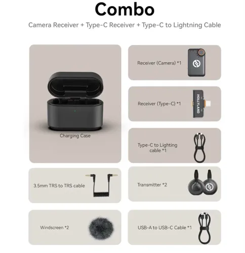 Microfone De Lapela Hollyland Lark M2s Duo Combo Cor Preto 