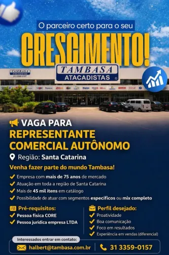 REPRESENTANTE COMERCIAL PARA SANTA CATARINA 