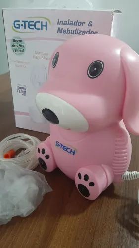 Inalador Nebulizador G-Tech Infantil Nebdog Bivolt Cachorro Rosa