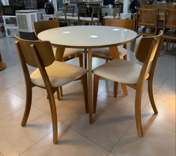 Mesa de Jantar Iraci com 4 Cadeiras Adele 100x100cm -NOVO DE FÁBRICA!