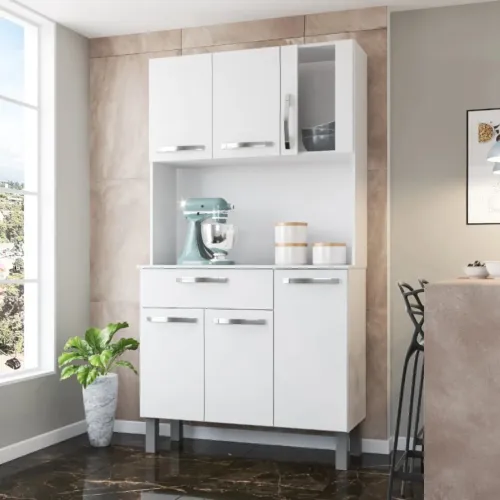 Armário cozinha Paris 6 portas e 1 gaveta / 3 cores disponíveis / pague na entrega 
