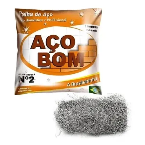 Palha de aço N.2 22g para limpeza pesada - Pacote com 20 unidades