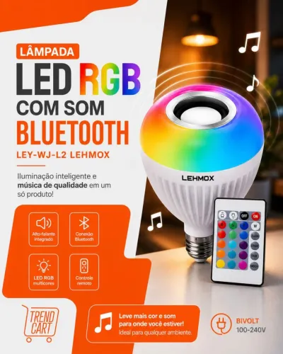 Lâmpada LED RGB com Som Bluetooth LEY-WJ-L2 Lehmox