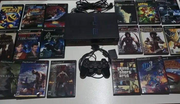PS2 FAT Com Controle Original 20 Jogos Novos