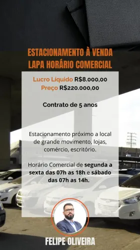 ? [Oportunidade na Lapa] Estacionamento Pronto / Lucro R$ 8 mil / Horário Comercial