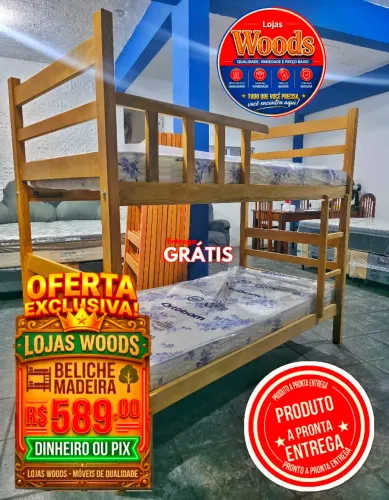 Beliche Madeira R$ 589,00 Versátil 1.88X0.88 Novo Acabamento Verniz e Entrega Grátis 